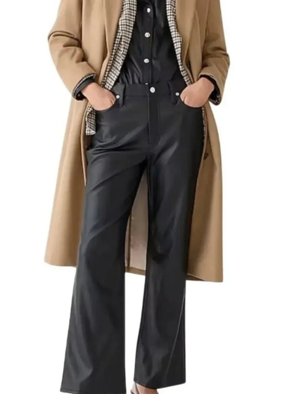 J. Crew Classic Faux Leather Pant High Rise Wide Leg Ankle Crop Scandi Trouser